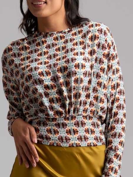 Camisa de mujer en georgette estampado Smog Dot
