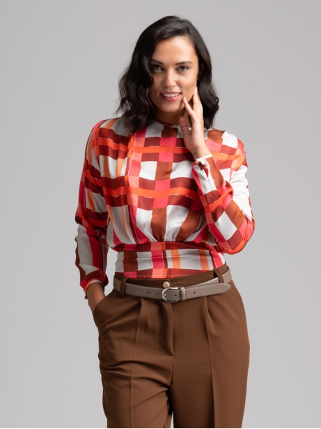Camisa de satén para señora con estampado Punto Smog