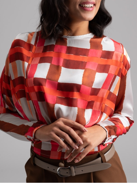 Camisa de satén para señora con estampado Punto Smog 2