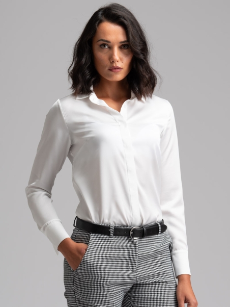 Camicia donna classica in satin a manica lunga