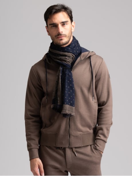 Sudadera con capucha y cremallera completa para hombre con volante de nido de abeja 2