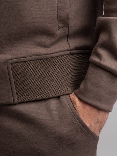 Sudadera con capucha y cremallera completa para hombre con volante de nido de abeja