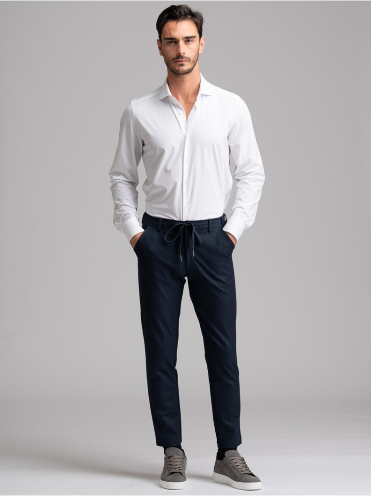 Pantalón azul de punto estampado para hombre