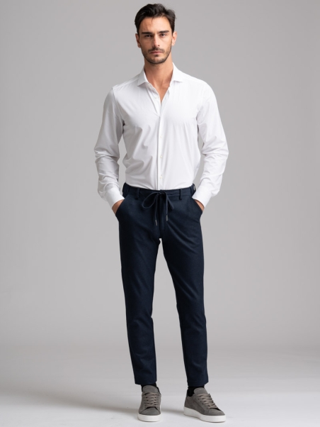 Pantalón azul de punto estampado para hombre