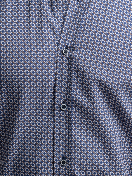 Camisa de hombre con estampado geométrico cuello abotonado azul