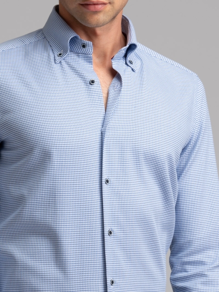 Camicia uomo micro fantasia collo button down