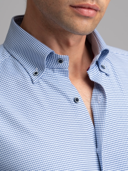 Camicia uomo micro fantasia collo button down