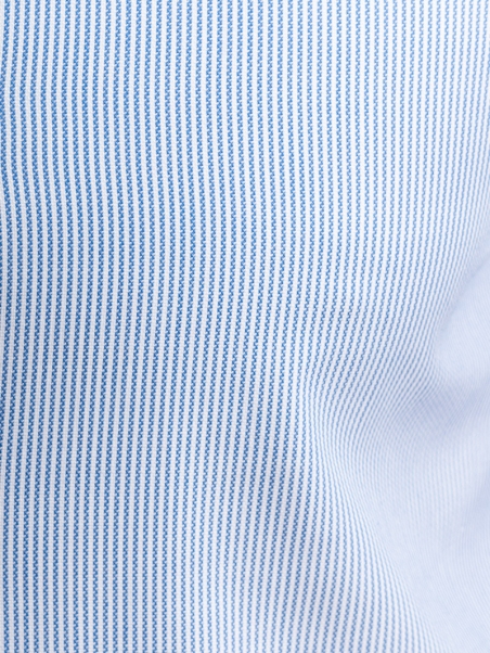 Camisa micro rayas hombre cuello abotonado azul