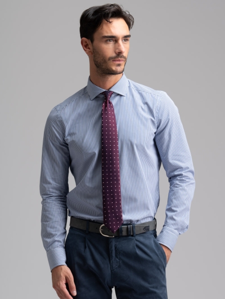 Camicia uomo bastoncino pari pari collo semi francese