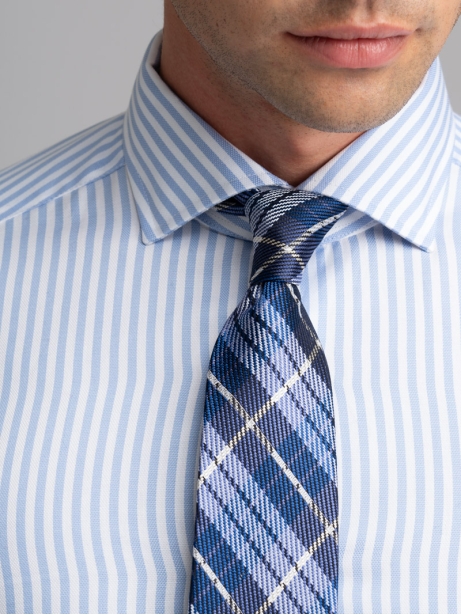 Camisa de rayas para hombre de cuello semifrancés 2
