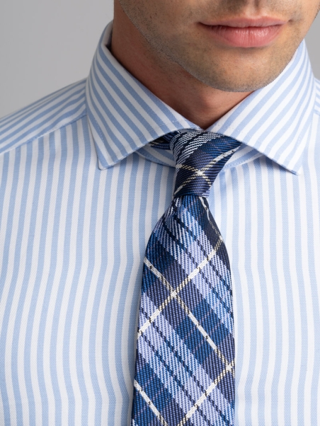 Camisa de rayas para hombre de cuello semifrancés