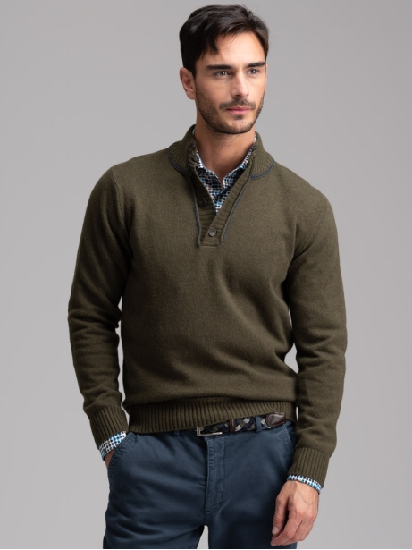 Jersey de cuello alto con mezcla de cachemira para hombre 2