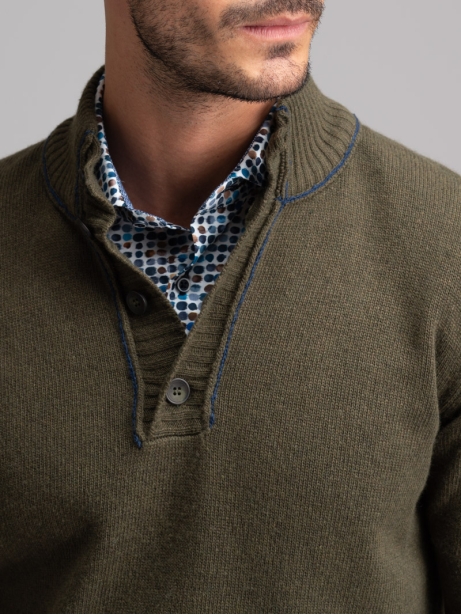 Jersey de cuello alto con mezcla de cachemira para hombre