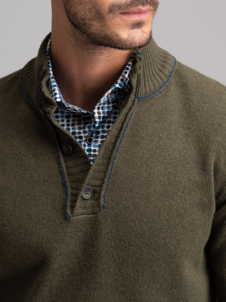 Jersey de cuello alto con mezcla de cachemira para hombre