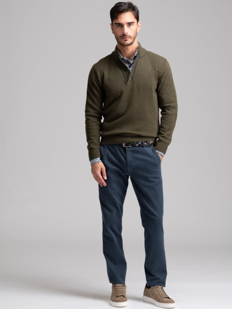 Jersey de cuello alto con mezcla de cachemira para hombre