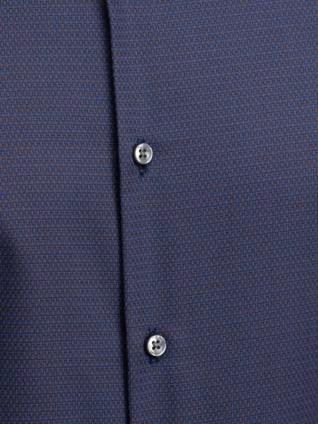 Camisa regular azul y marrón oscuro de cuello semifrancés para hombre