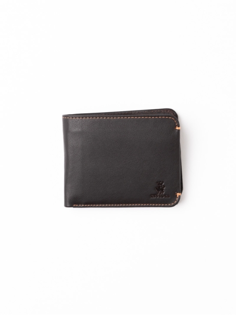 Cartera de hombre con solapa y pespuntes en contraste