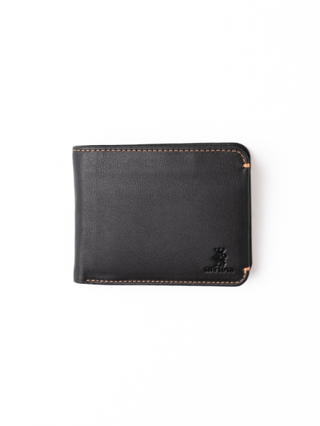 Cartera de hombre con solapa y pespuntes en contraste