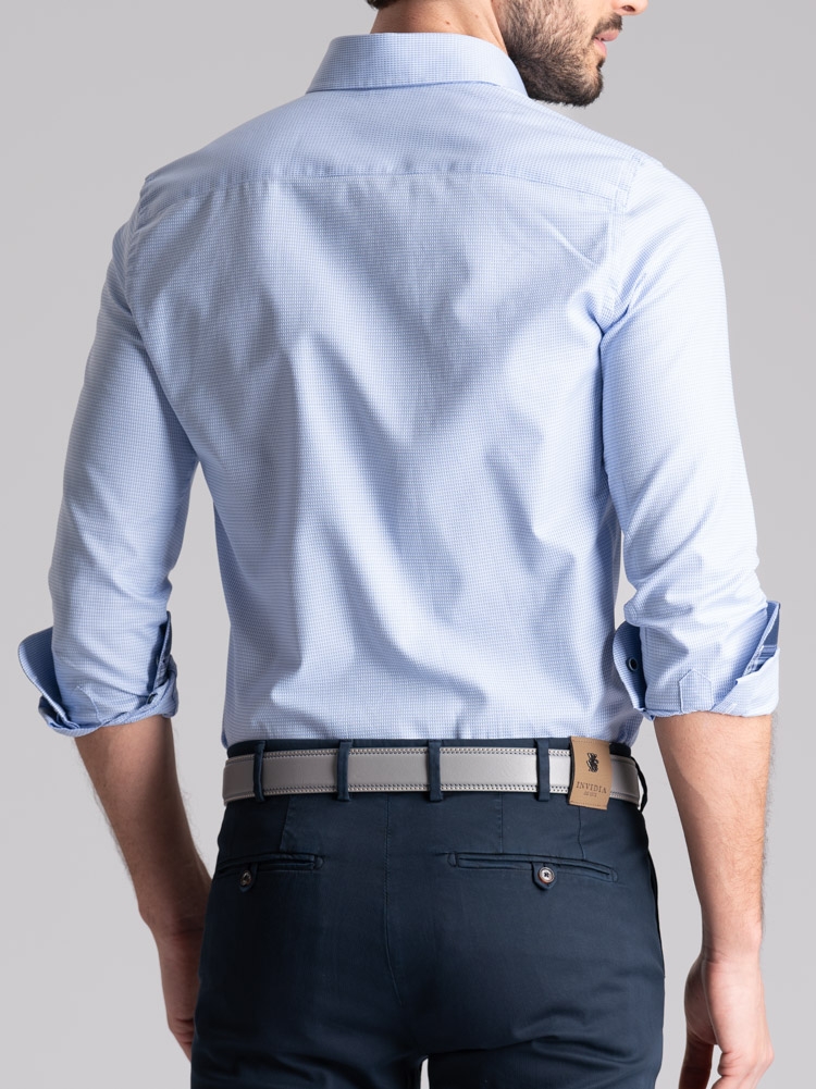 Camicia uomo azzurra armaturata collo button down