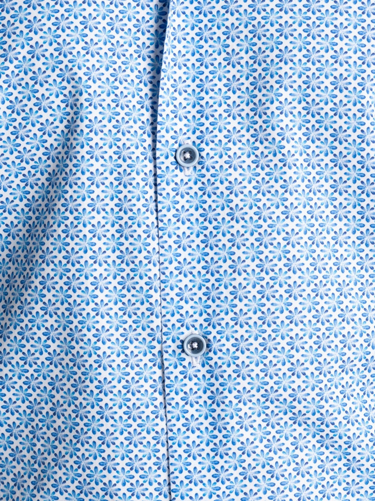 Camicia uomo fantasia fiorellino collo semi francese