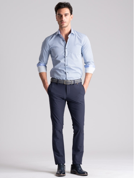 Pantalone uomo chino TECNO effetto crêpe