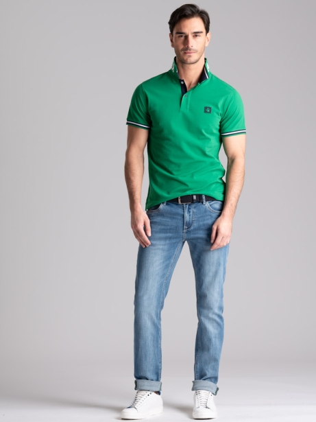 Vaqueros de cinco bolsillos para hombre en denim claro