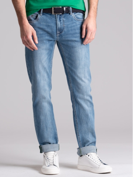 Vaqueros de cinco bolsillos para hombre en denim claro