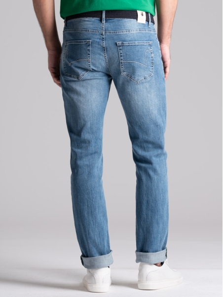 Vaqueros de cinco bolsillos para hombre en denim claro