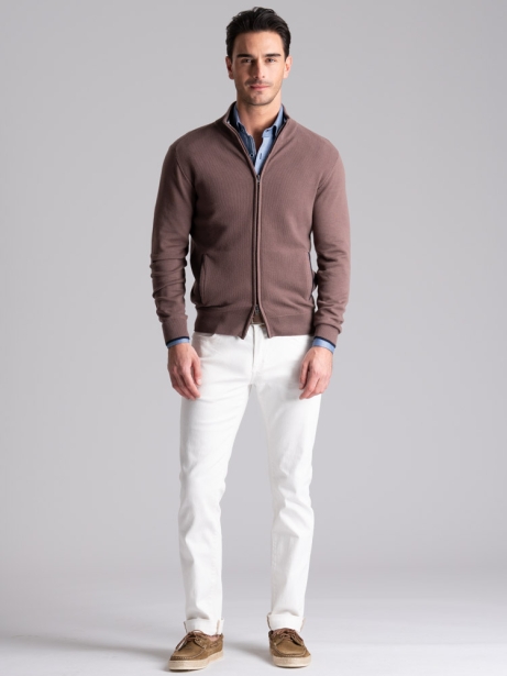 Jersey de hombre con cremallera completa y elaboración de granos de arroz 2