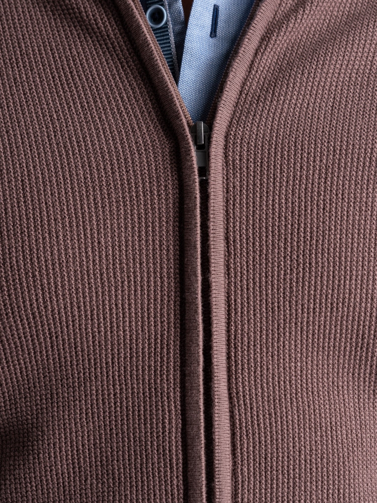 Jersey de hombre con cremallera completa y elaboración de granos de arroz