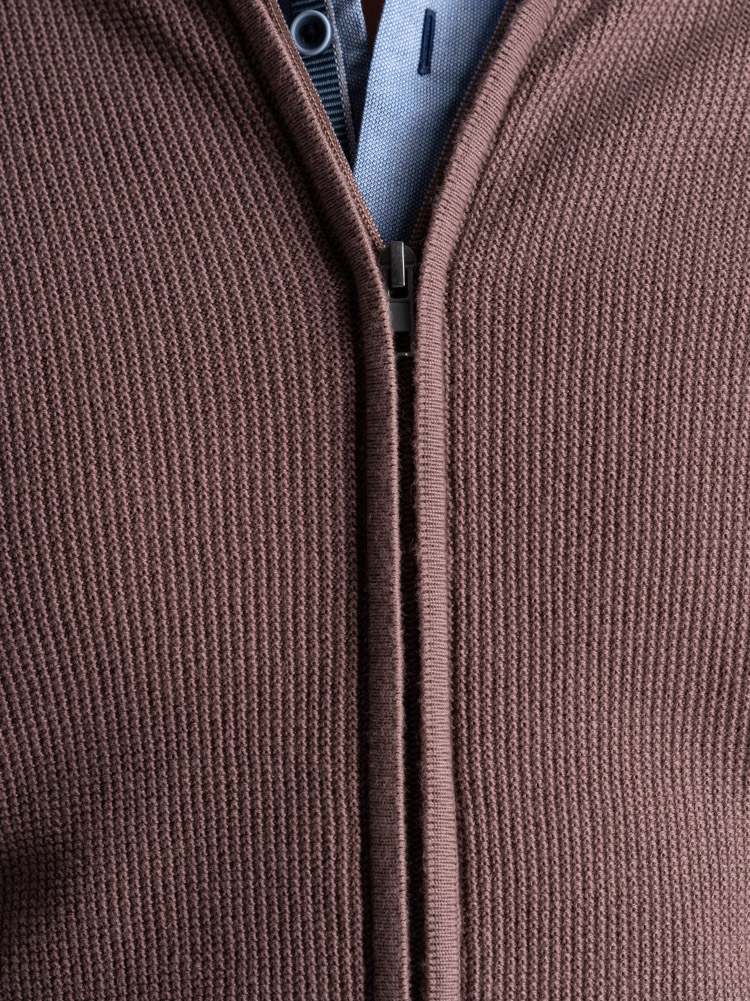 Maglia uomo full zip con lavorazione chicco di riso