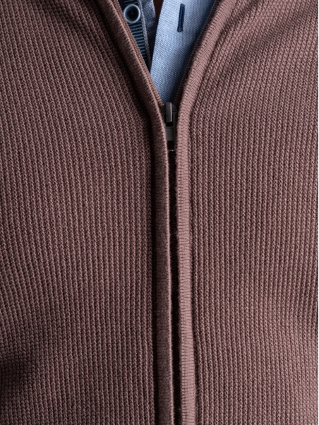 Jersey de hombre con cremallera completa y elaboración de granos de arroz