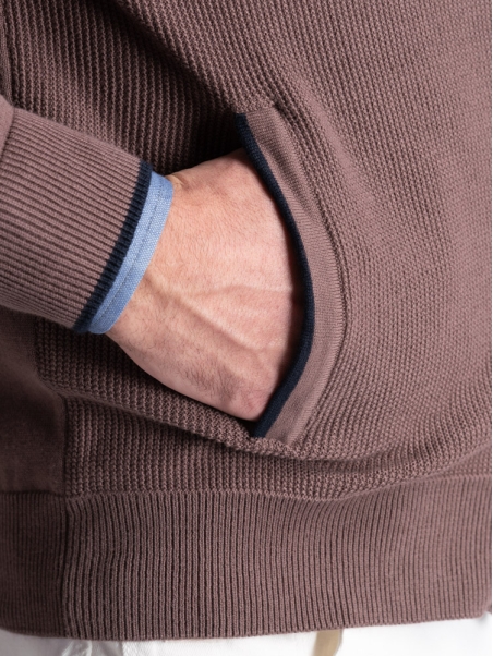 Jersey de hombre con cremallera completa y elaboración de granos de arroz