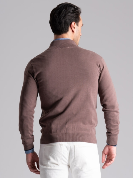 Jersey de hombre con cremallera completa y elaboración de granos de arroz