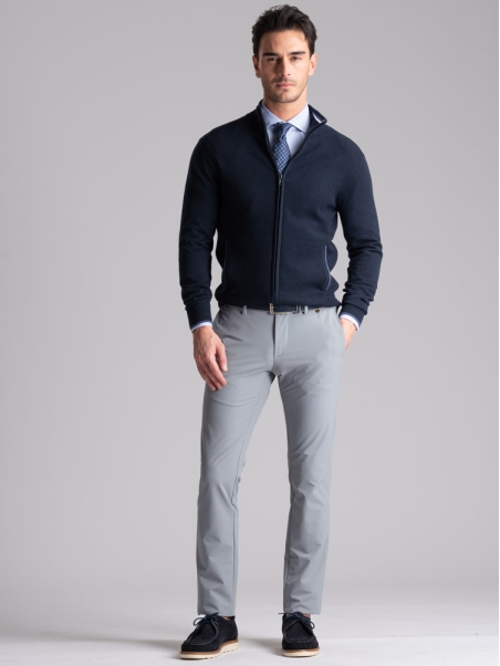 Jersey de hombre con cremallera completa y elaboración de granos de arroz