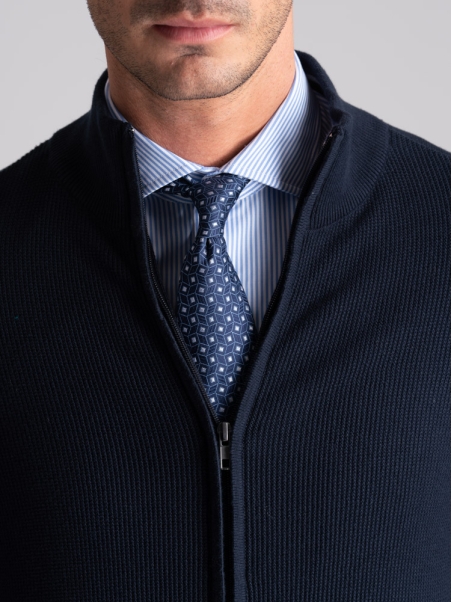 Jersey de hombre con cremallera completa y elaboración de granos de arroz