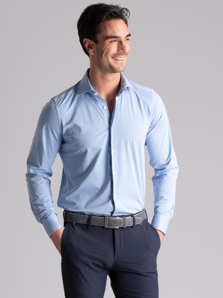 Camisa de hombre TECNO microdot cuello semifrancés