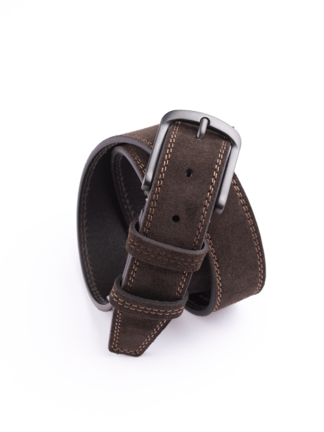 Cinturón masculino de ante con doble costura