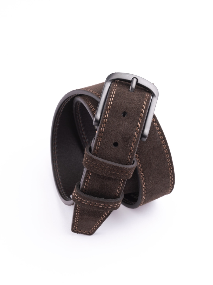 Cinturón masculino de ante con doble costura