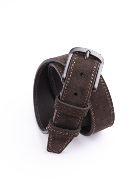 Cinturón masculino de ante con doble costura