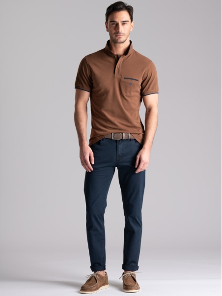 Pantalón de cinco bolsillos para hombre en algodón tricotina viejo