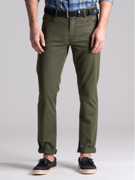 Pantalón de cinco bolsillos para hombre en algodón tricotina viejo