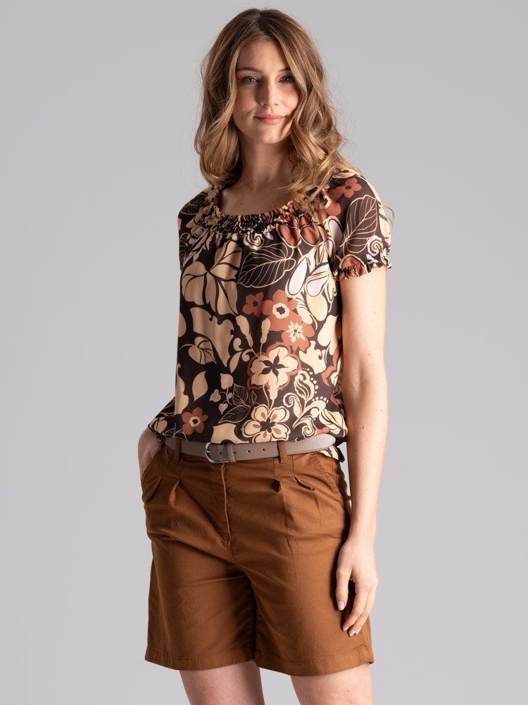 Bermudas de pierna ancha para mujer con doble pliegue