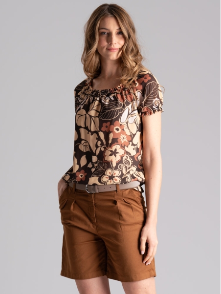 Bermudas de pierna ancha para mujer con doble pliegue