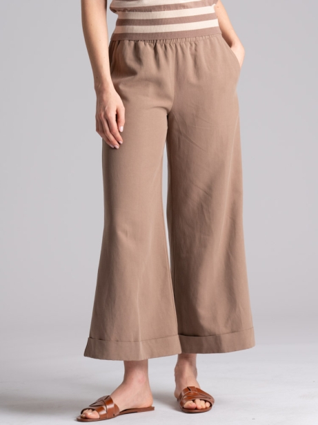 Pantalones anchos de mujer en mezcla de lino 2