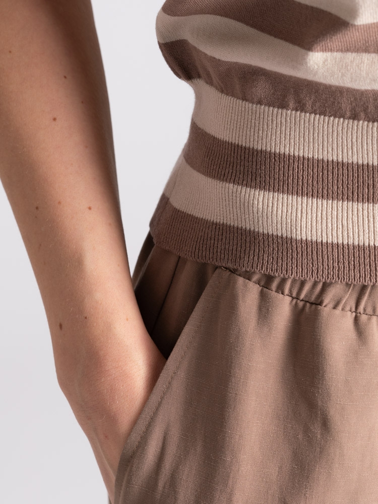 Pantalones anchos de mujer en mezcla de lino