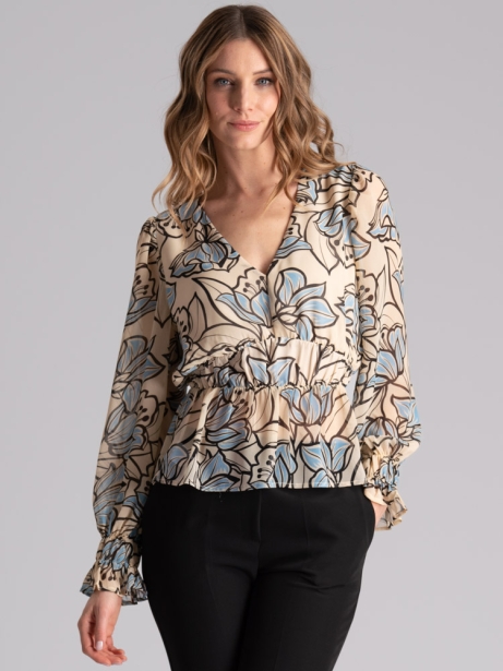 Camisa floral de mujer con cintura elástica