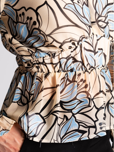 Camisa floral de mujer con cintura elástica