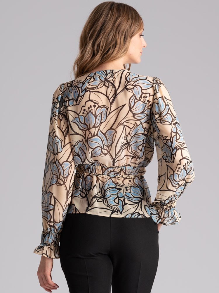 Camisa floral de mujer con cintura elástica