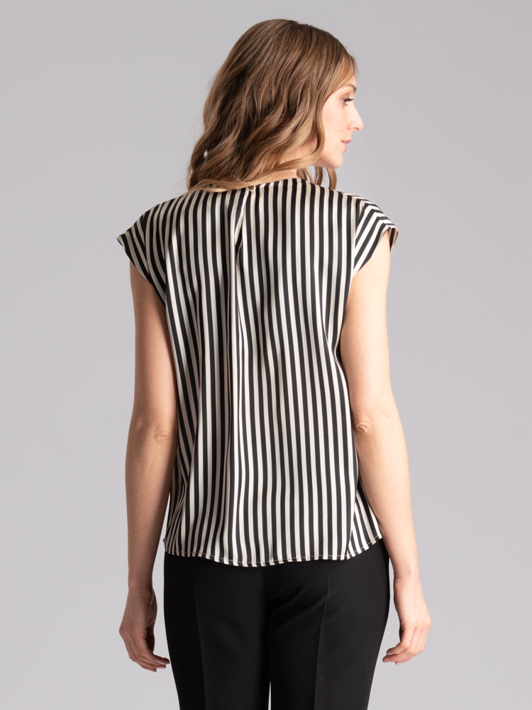 Camiseta sin mangas de rayas para mujer con gancho metálico